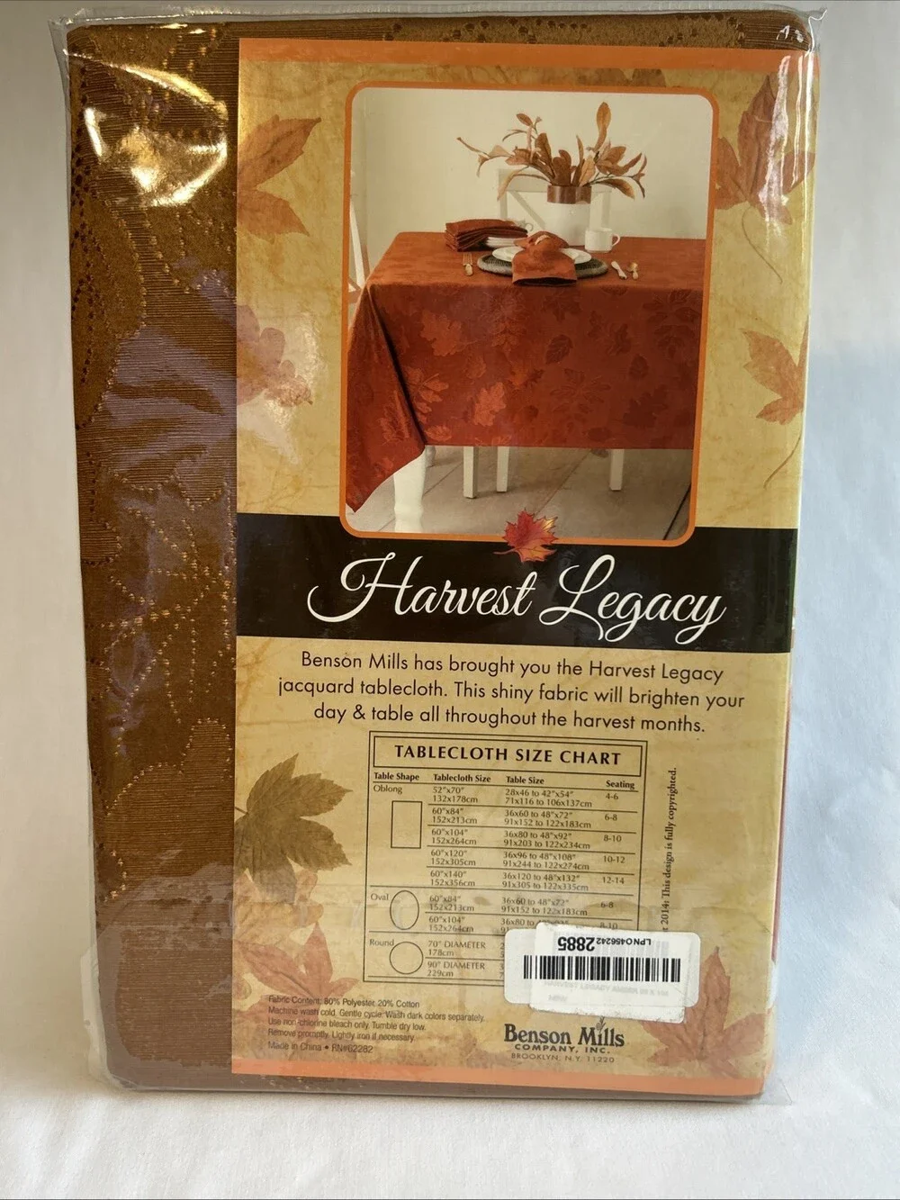 Benson Mills Harvest Legacy Jacquard Tablecloth 60 X 104 Rectangle Amber